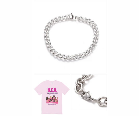 Stainless Steel Charm Bracelet with 18 Charms and T-Shirt Bundle (Only Available for Mentors - Discounted)