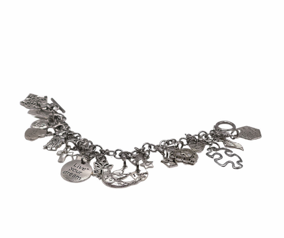 HER Stainless Steel Charm Bracelet with 18 Charms