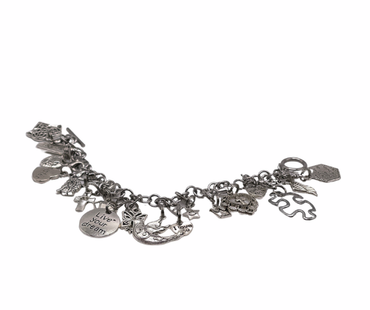 HER Stainless Steel Charm Bracelet with 18 Charms